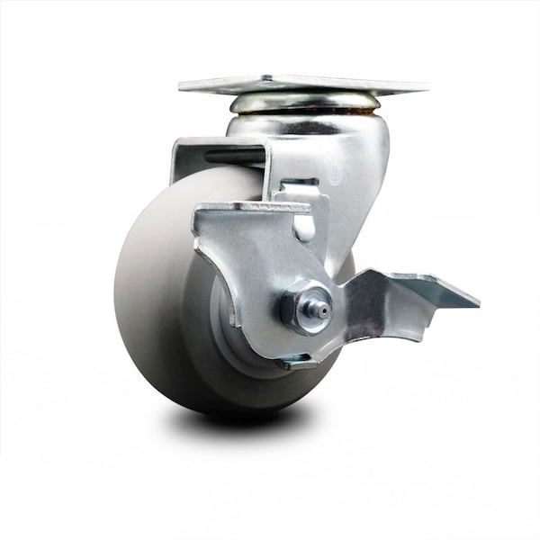 4 Inch Thermoplastic Rubber Swivel Caster with Ball Bearing and Brake SCC